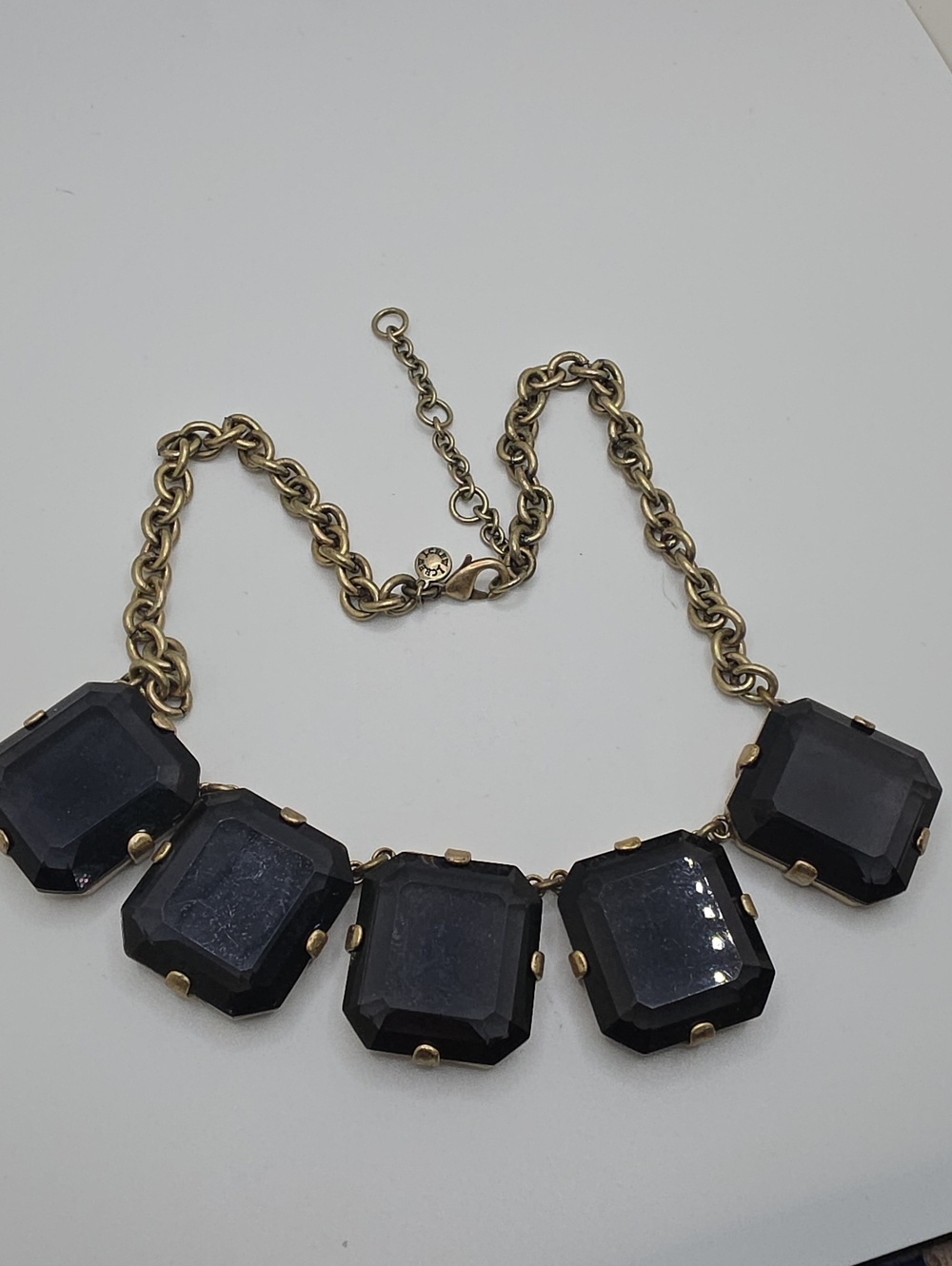 J.Crew Necklace with Square Smoky Faceted Crystal  Gemstones